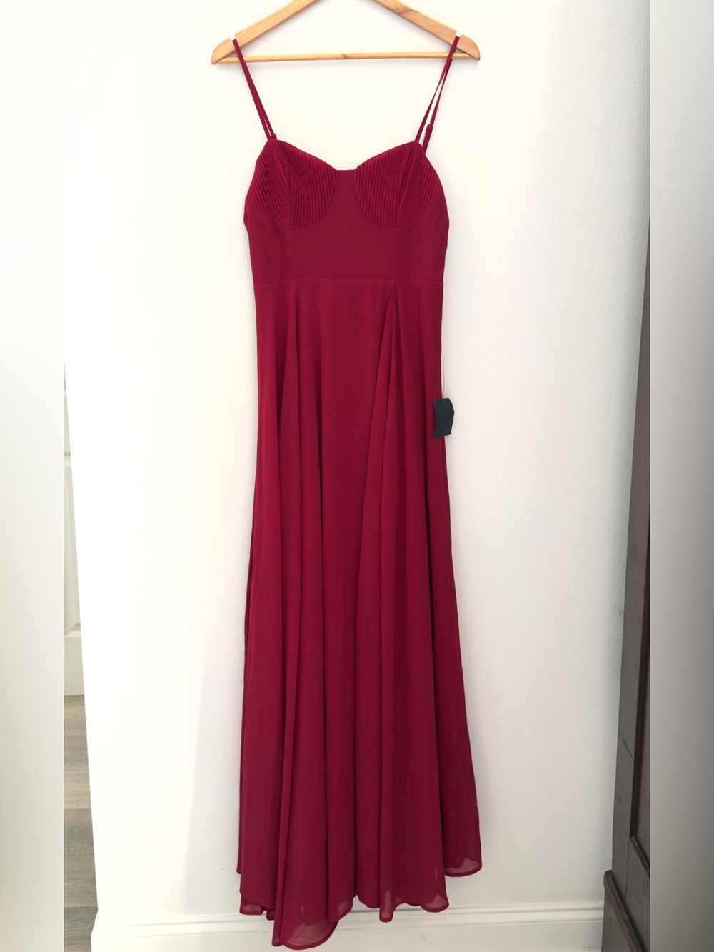 Lulus Cause for Commotion Red Pleated Bustier Maxi Dress Size M Wedding Guest - Picture 3 of 11